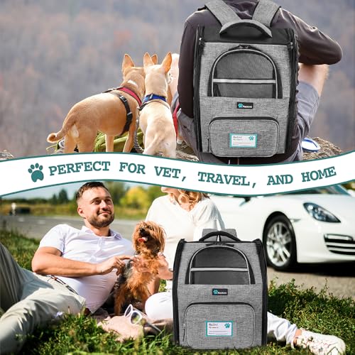 Dog Backpack Carrier Airline Approved Cat Pet Puppy Bag (Heather Gray)