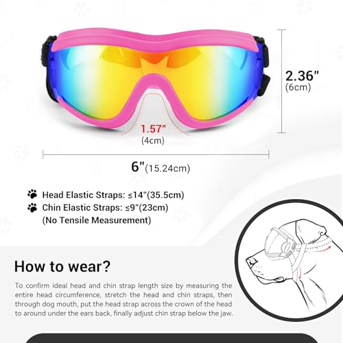 Dog Goggles for Large Breed Pet Sunglasses Eye Protection Anti (Pink / Large)