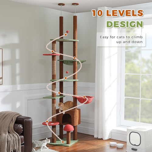 Floor to Ceiling Cat Tree (90''-101'' / Mushroom Brown)