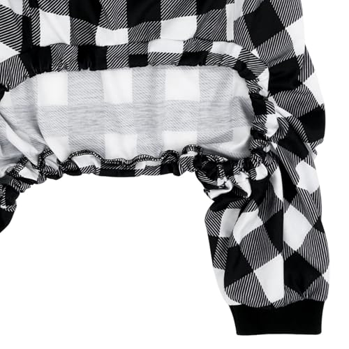 Dog Pajamas One Piece Light Comfy Pjs Pet Costume M (Large / Black & White Buffalo Plaid)