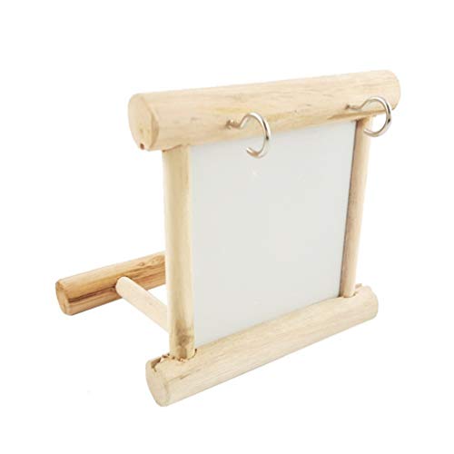 Bird Mirror with Swing and Perch for Parakeets Cockatiels Lovebirds Finches (3.7 x3.5x3.5 inch)