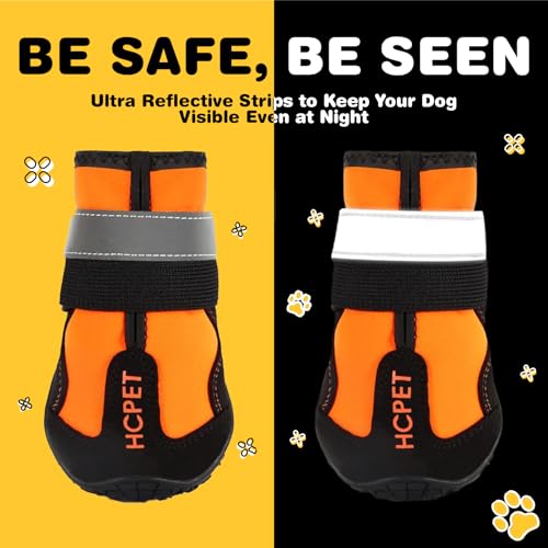 Dog Boots Dog Shoes for Large Dogs (Orang / Width 2.36 in)