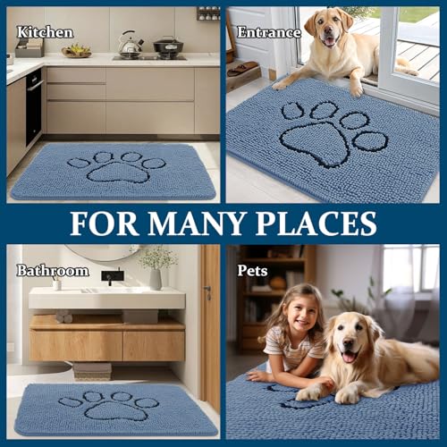 Dog Door Mat for Muddy Paws 30x20 (Airy Blue / 30" X 20")