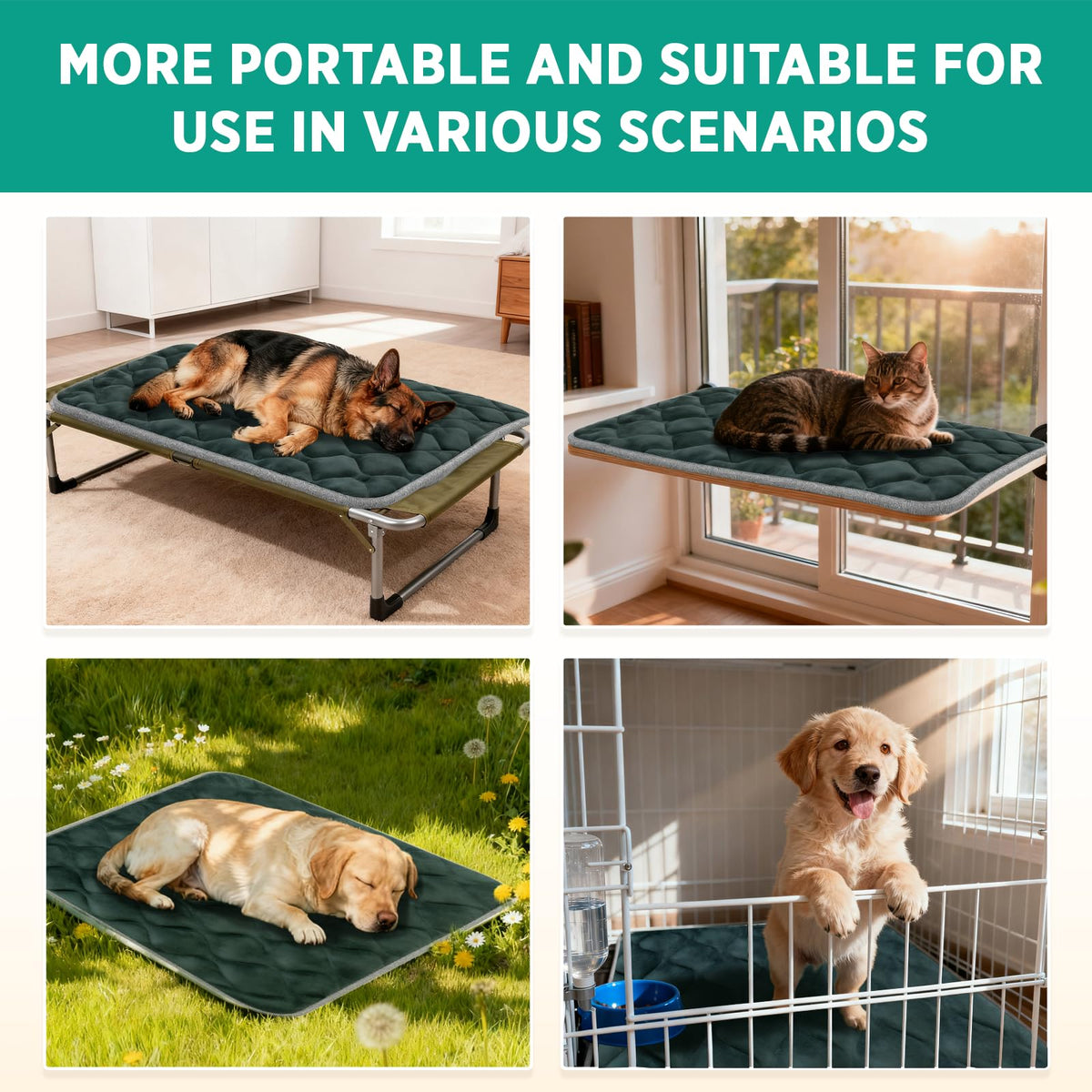 Dog Bed Mat Crate Pad (24.0"L x 18.0"W x 0.7"Th" / Grey Mat)