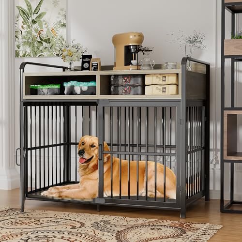Large Dog Crate Furniture with Drawers Storage (Brown / 40.6"L x 23.6"W x 33.5"H)