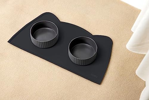 Cat Food Mat Silicone Pet Feeding Mat (18"L x 10"W / Black)