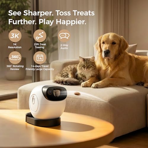 2026 3K Pet Camera Treat Dispenser (White)