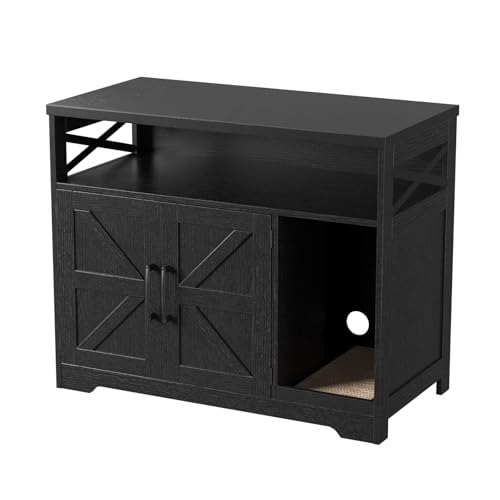 Cat Litter Box Enclosure (Black / 31"L x 17"W x 28.5"H)