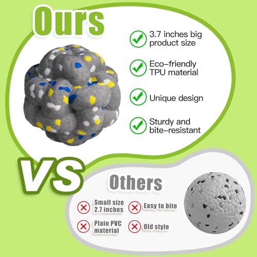 Upgrade Dog Balls Interactive Toys for Aggressive Chewers (Grey-Yarnball)
