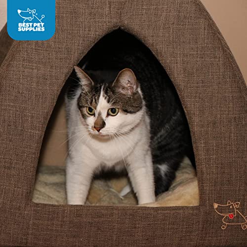 Dog House Bed Crate Mat Tent Indoor Round Soft Plush for Small