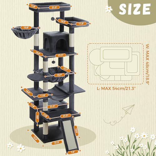 81 Inch Tall Cat Tree for Big Cats & Multi (81" / Dark Gray)