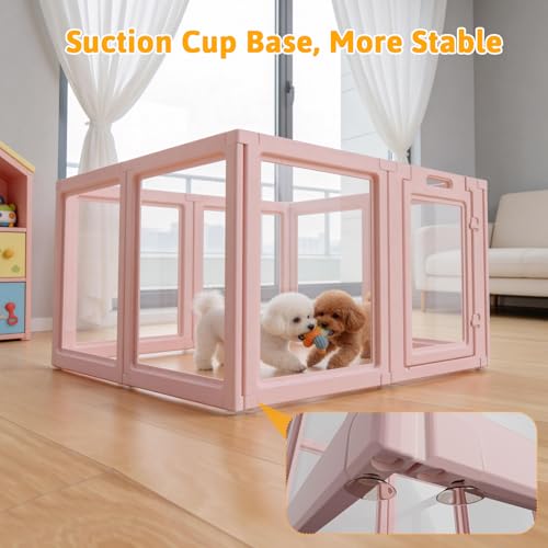 Acrylic Dog Playpen Indoor (Skin Pink / 30.3"H)