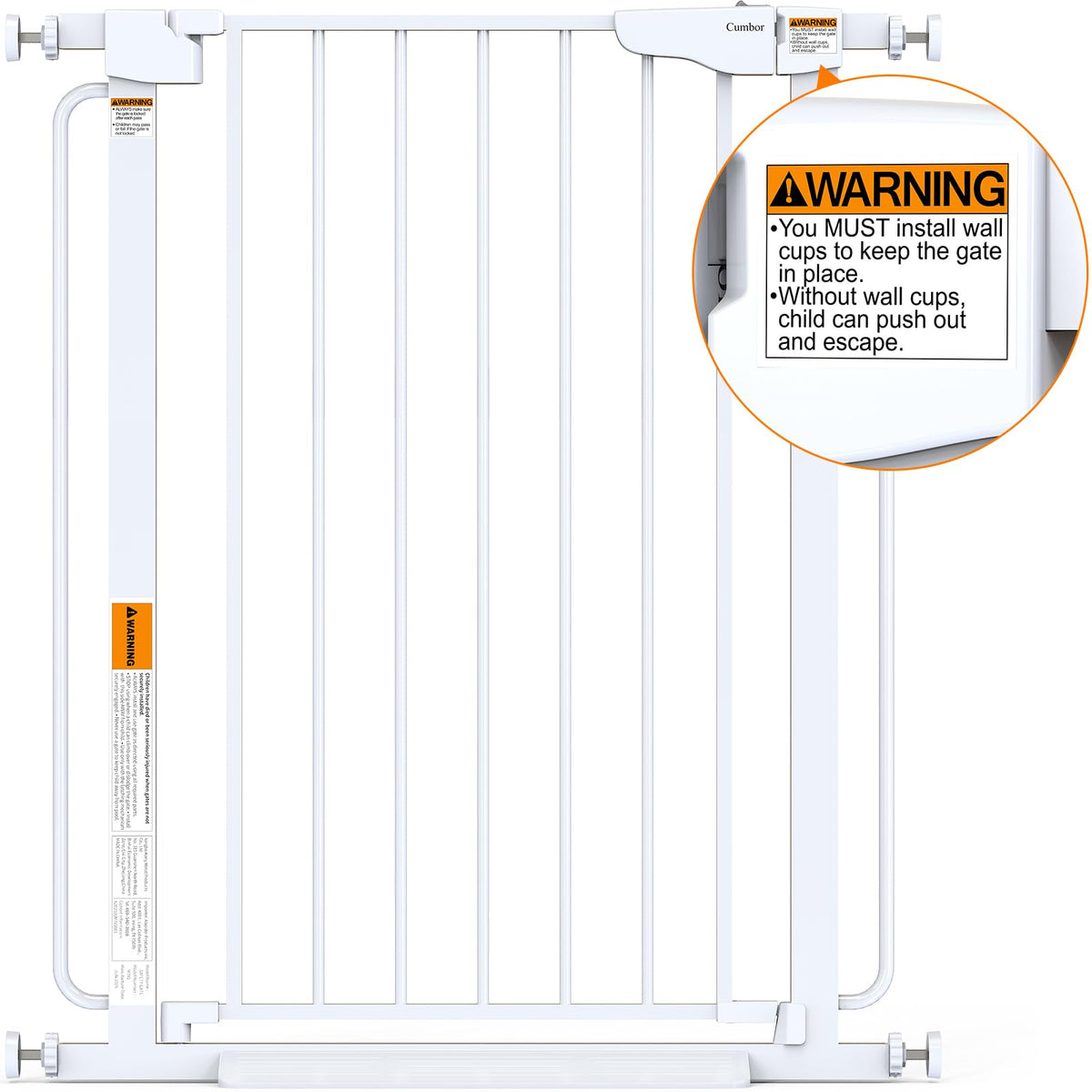 36" Extra Tall Baby Gate (White / 30.4"-56.8" W x 36" H)