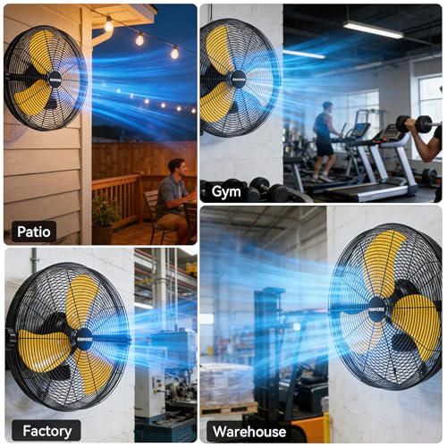 2PCS 18 Inch Wall Fan Pro Series (Yellow / 18 inch x 2)