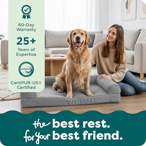 Cooling Gel Dog Bed for Large Dogs (Jumbo / (Two-Tone Faux Fur & Suede) Stone Gray)