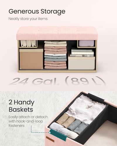 Ottoman Storage Bench (Jelly Pink / 15"D x 30"W x 15"H / Modern)