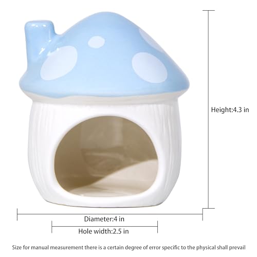 Ceramic Hide Hamster Hideout Small Pets Habitat House Accessories (Blue)