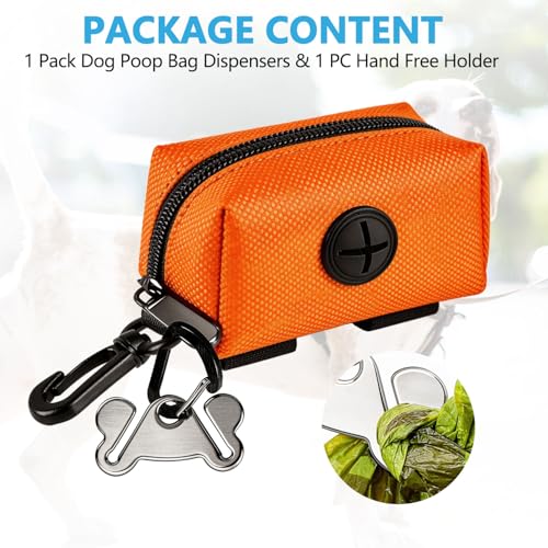 Dog Poop Bag Dispenser Holder Soft Waste Bag Roll Holders Leash Clip Orange (1 Count (Pack of 1) / 1PC Orange)
