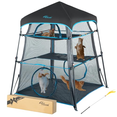 Cat Enclosure Kitten and Cat Tower Tent for Indoor and Outdoor (Blue)