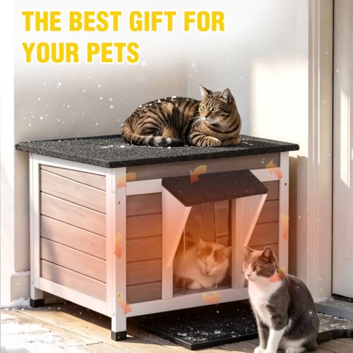 Cat House Outdoor Feral Kitty Shelter with Insulation Liner for Outdoor Cats Winter Use
