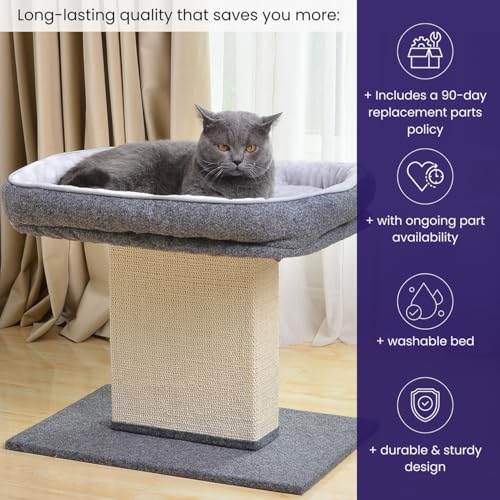 Cat Perch with Washable Replaceable Bed & Wide Sisal Scratching Post