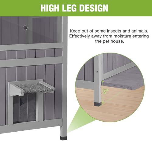 2 Story Large Heated Cat House Outdoor Insulated Cat House Weatherproof Feral Cat Shelter with Safe Heating Pad