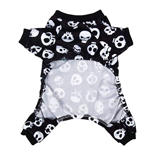 Dog Halloween Pajamas Puppy Onesies Small Dogs Soft Pjs Coat Cat Apparel Comfy Pet Christmas Clothes Outfit Doggie Bodysuit (X-Large / Skulls)