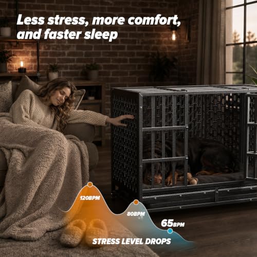 48 Inch Heavy Duty Indestructible Dog Crate (47.2"L x 29.7"W x 33.3"H / Black)