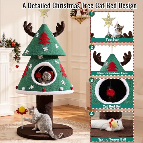 47.2in Christmas Cat Tree (Green / 47.2in)