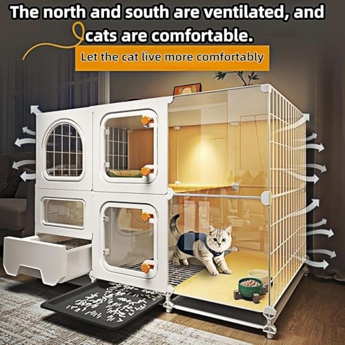 Indoor cat cage with Litter Box (28.0"L x 18.0"W x 34.0"H)