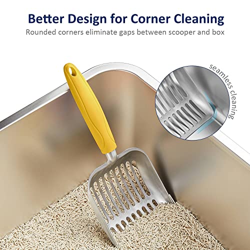 Cat Litter Scoop (Small / FLAT Aluminum \ #04 Yellow Handle)