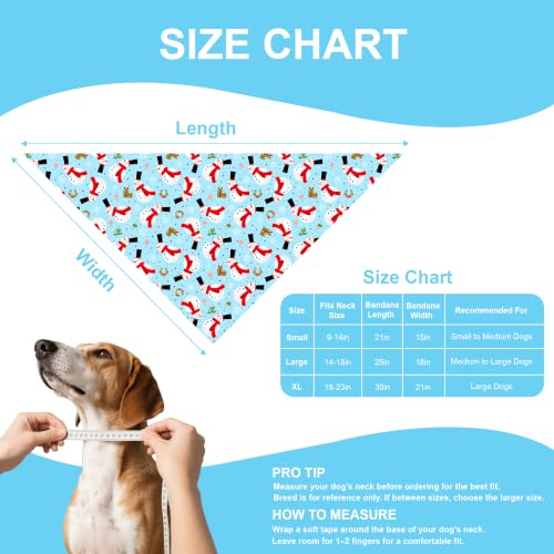 Christmas Dog Bandanas for Medium Dogs (Xmas- Green, Blue (2 Sided) / Large)