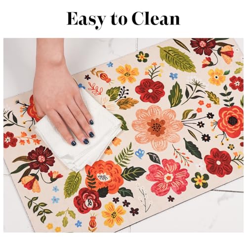 Dog Food Mats for Floors (Beige / 30"L x 17"W)