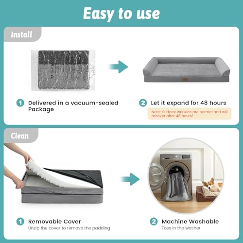Orthopedic Dog Bed for Medium Small Size Dogs (Grey / M:30x20x6.5 inch)