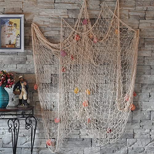 Fish Net Decorations for Party (1 Pack Beige/No Shells / One Size)