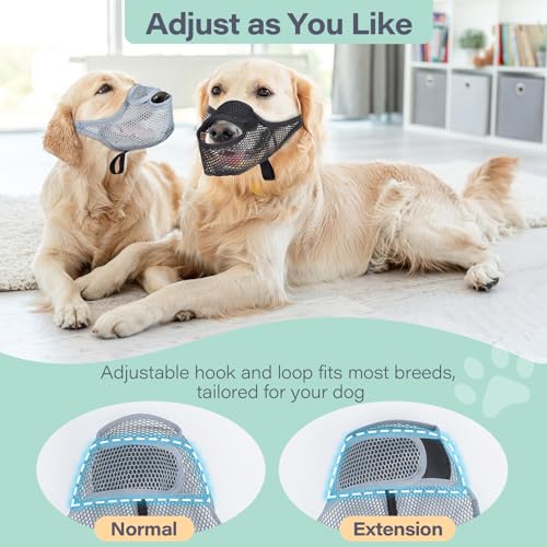 Mesh Dog Muzzle for Large Medium Small Dogs with Front Opening (Grey / L)