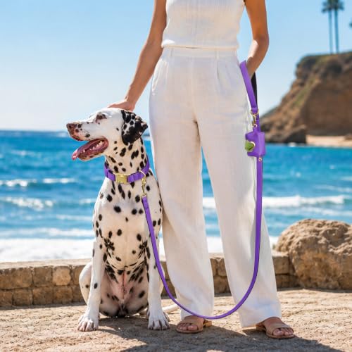 Soft Padded Dog Collar for Large Dogs (Purple / L:Fit 16-22" Neck, Width 1")