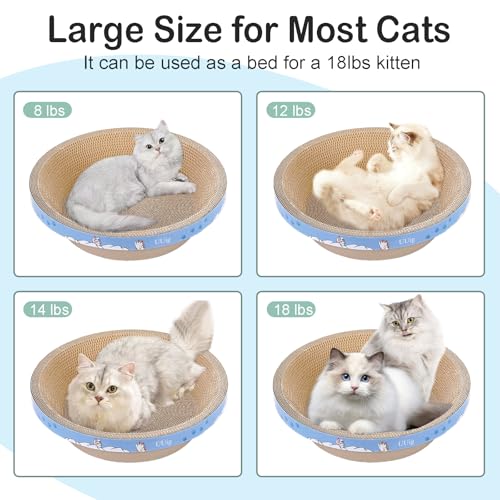 Cat Scratcher Bed 17.7x17.7” Large Cardboard Cat Scratcher Bowl (1PC-17.7 x 17.7 x 3.9 inches)