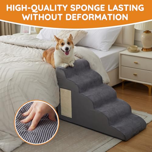 Dog Stairs for Small Dogs 11.8" H (Grey / 2-Step 11.8"H)