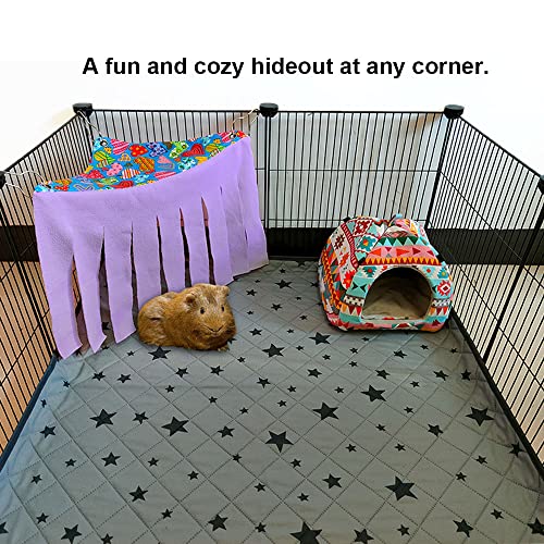 Guinea Pig Hideout Hideaway Corner Fleece Toys Cage Accessories (Pink+Purple)