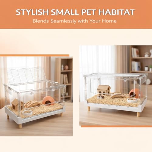 Extra Tall Foldable Clear Hamster Cage with Front Door (27.5"L x 17.0"W x 16.0"H)