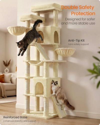 Large Cat Tree (Beige / 21.6"L x 17.7"W x 81.1"H)