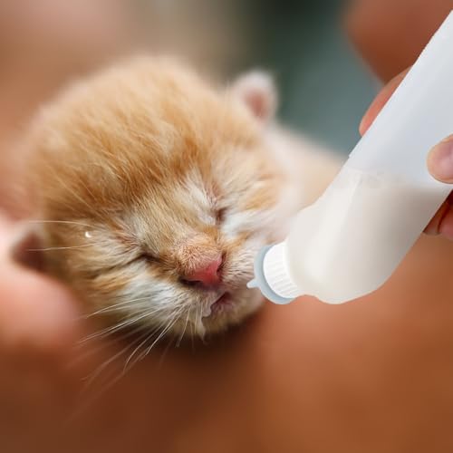 5Pack Kitten Bottle for Nursing Puppy Milk Kitten Bottles Feeding Kit Silicone Nipple for Newborn Pets Kittens
