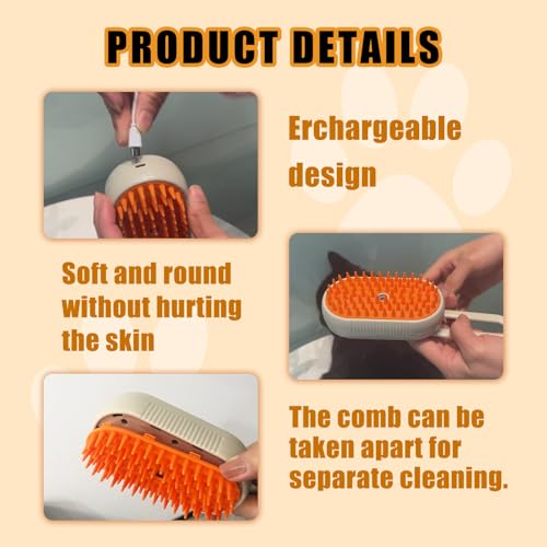Steam Brush for Cats Dog Steam Brush (White)