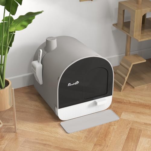 Cat Litter Box with Lid (Light Gray)