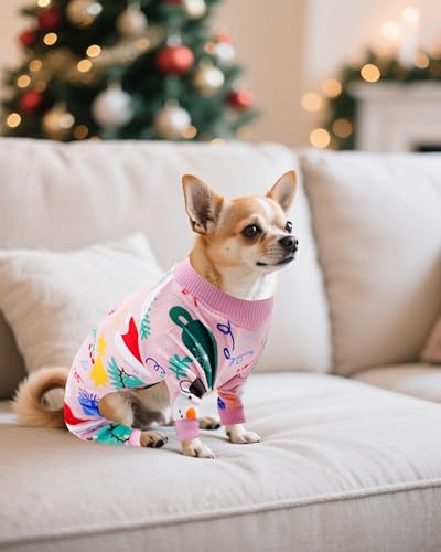 4 Pack Christmas Velvet Dog Pajamas for Small Dogs (Small)