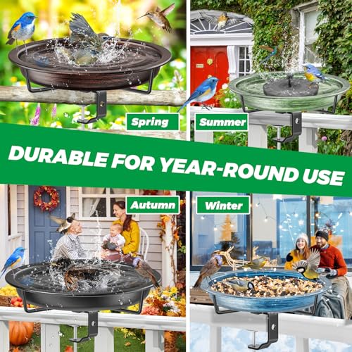 Deck Mounted Bird Bath Outside (Retro Blue)