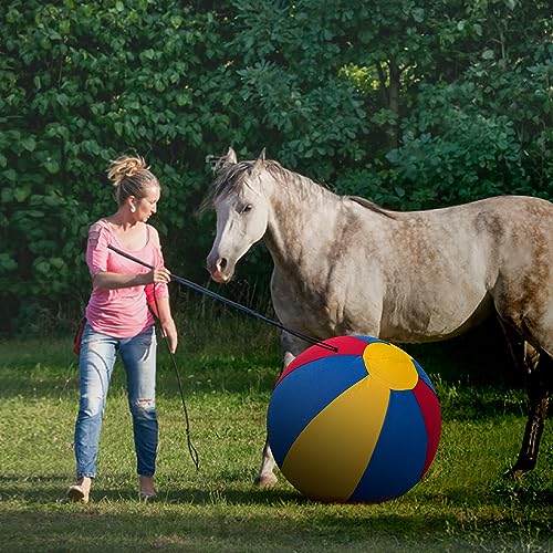Herding Ball for Dogs Horse & Cover 25" Ball for Horses Large with Hand Pump for Play Horse Toys for Horses Stall (Red and Blue and Yellow / 25 inches)