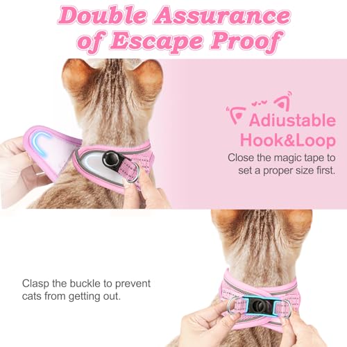 Cat Harness and Leash for Walking Escape Proof (M / NPink)