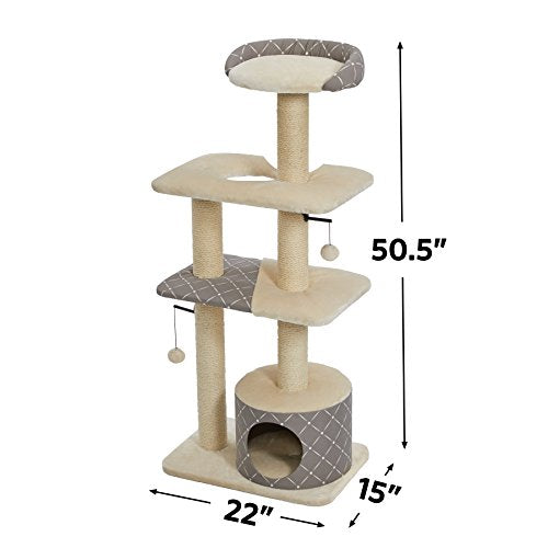 Cat Tree Tower Cat Furniture (Tower Cat Furniture, Mushroom Diamond Pattern)